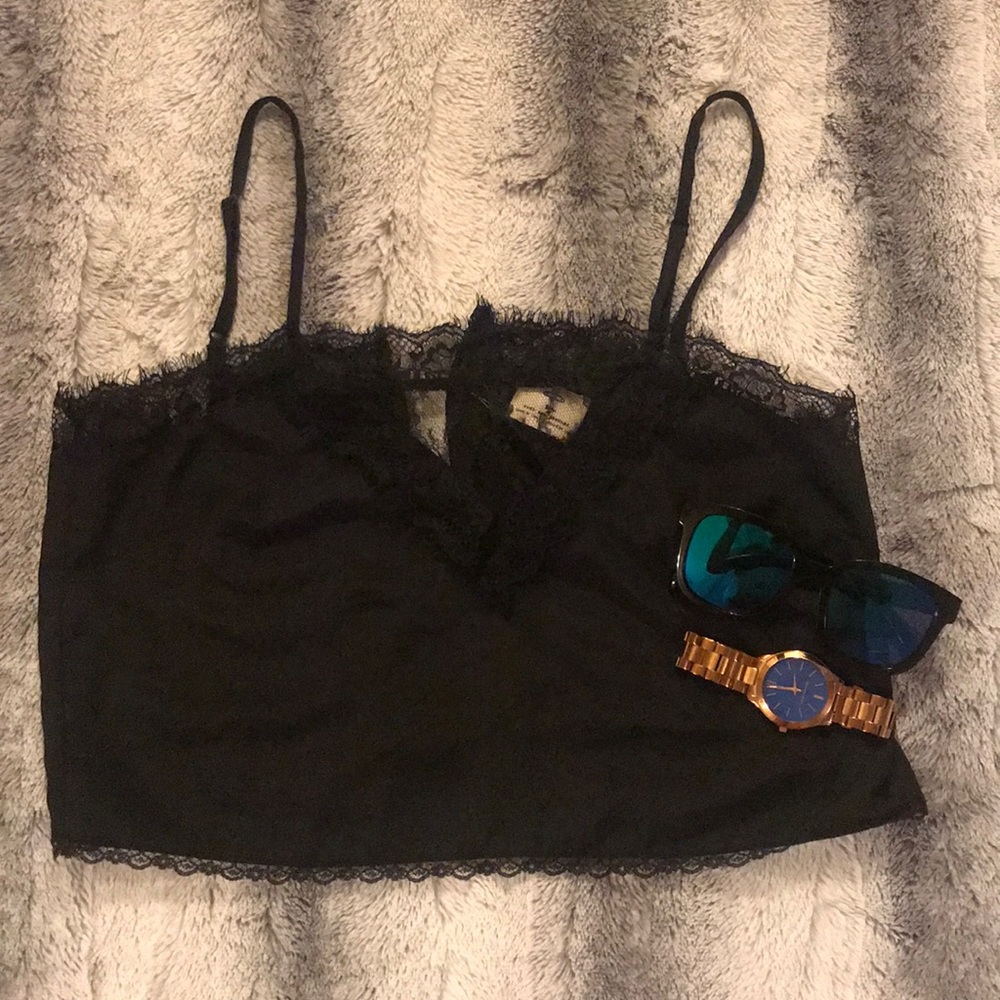 Black lace crop top